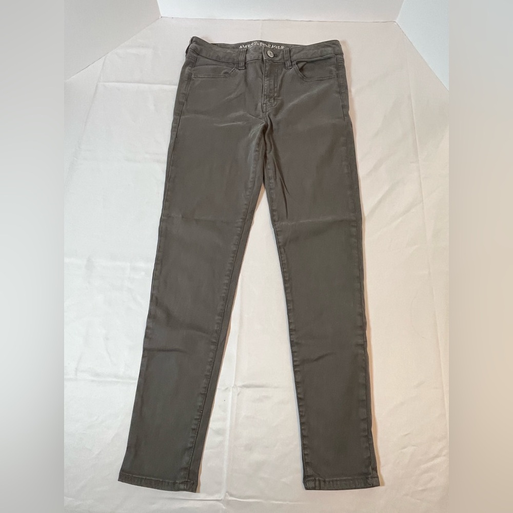 American Eagle AE Hi-Rise Jegging Olive Green Pants Sz 8